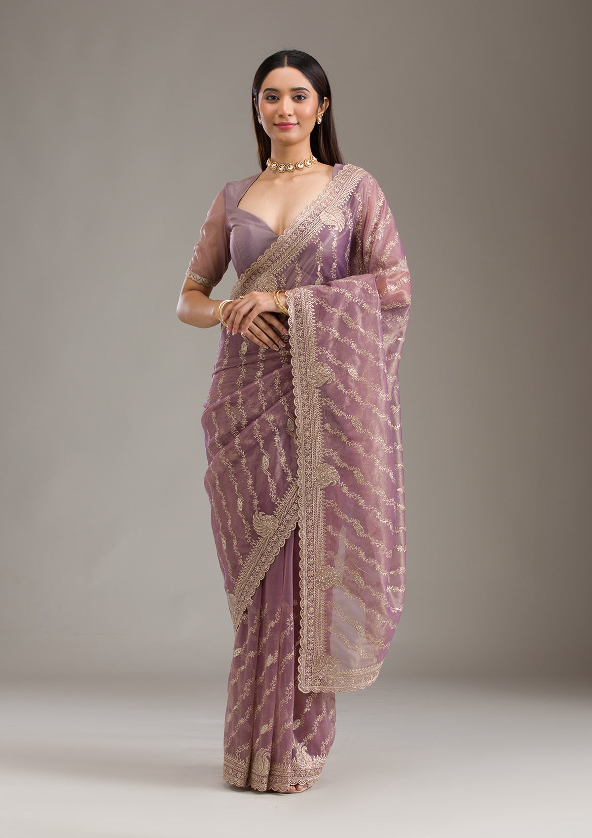 Purple Zariwork Art Silk Saree