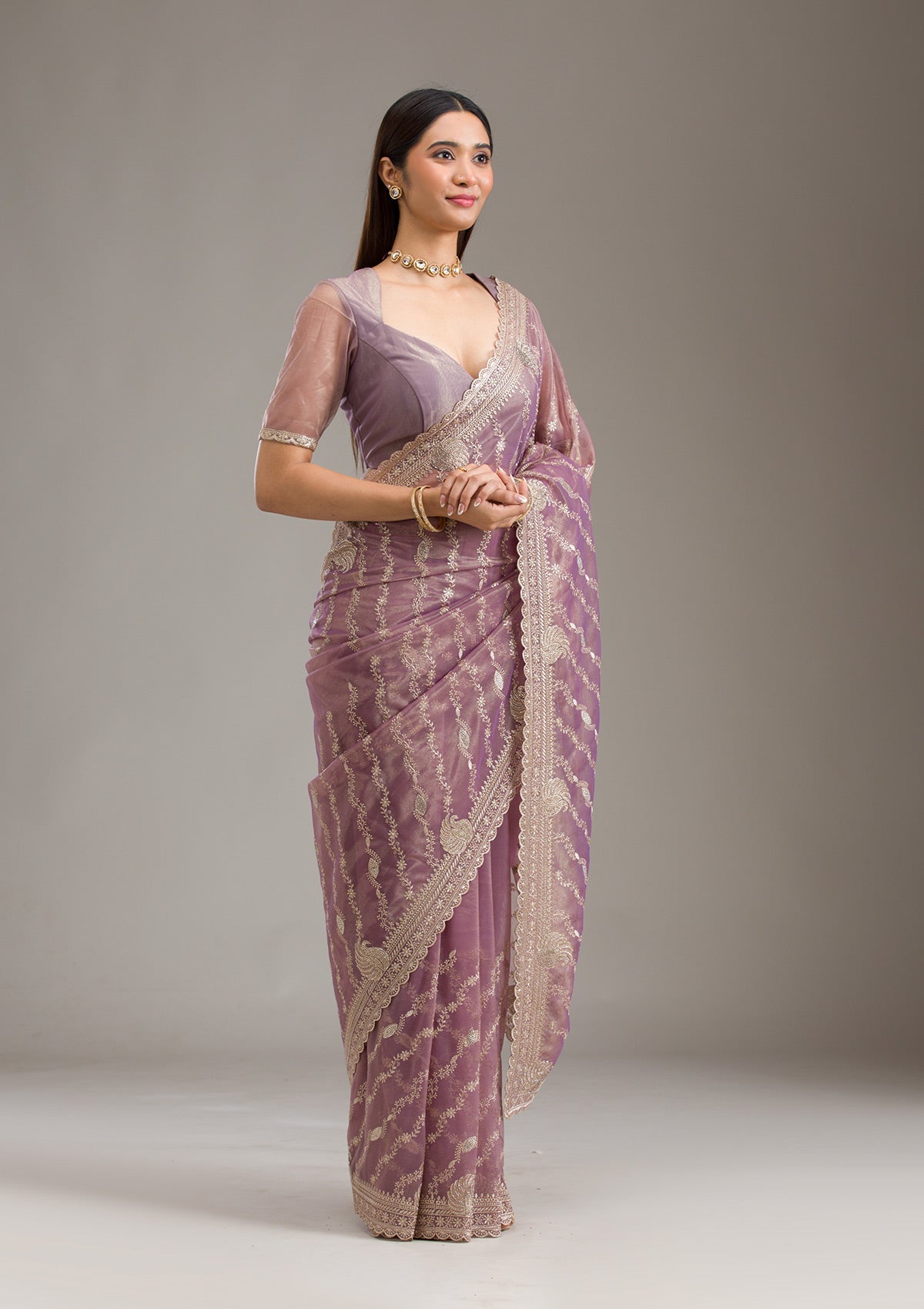 Purple Zariwork Art Silk Saree