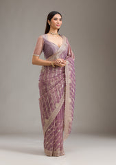 Purple Zariwork Art Silk Saree