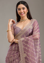 Purple Zariwork Art Silk Saree