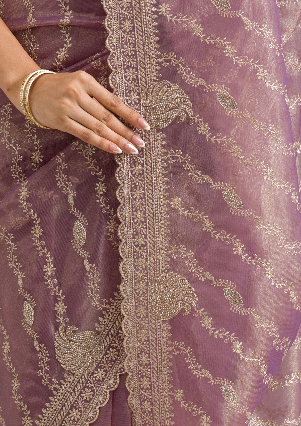 Purple Zariwork Art Silk Saree