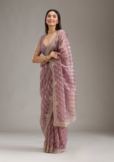 Purple Zariwork Art Silk Saree