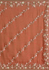 Rust Sequins Tissue Saree