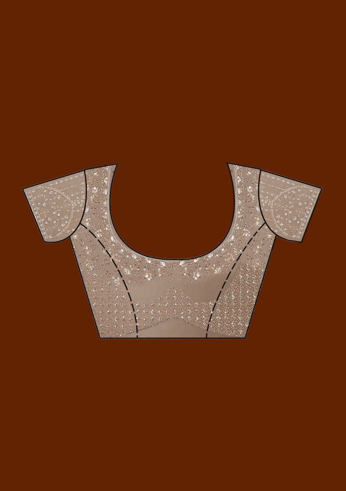 Beige Sequins Net Saree