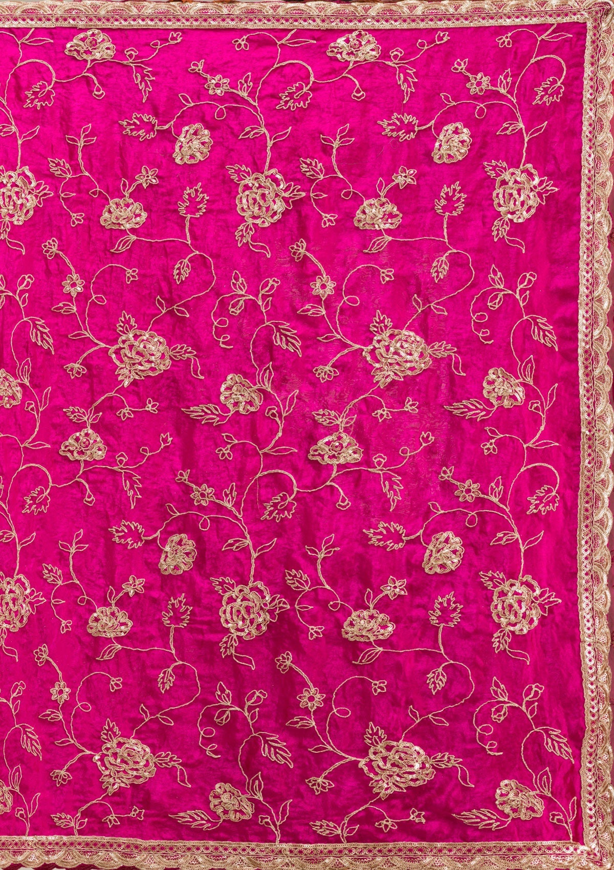 Magenta Pink Cording Chinon Saree