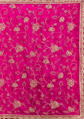 Magenta Pink Cording Chinon Saree