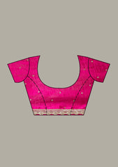 Magenta Pink Cording Chinon Saree