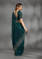 Teal Green Stonework (Gold) Georgette Saree