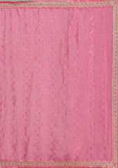 Pink Stonework (Gold) Tissue Saree