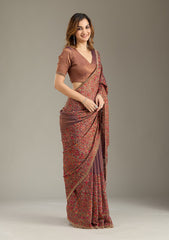 Copper Kashmiri Tissue Saree