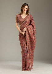 Copper Kashmiri Tissue Saree