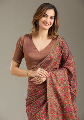 Copper Kashmiri Tissue Saree