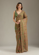 Green Kashmiri Tissue Saree