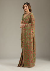Green Kashmiri Tissue Saree