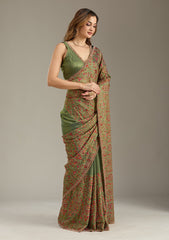 Green Kashmiri Tissue Saree