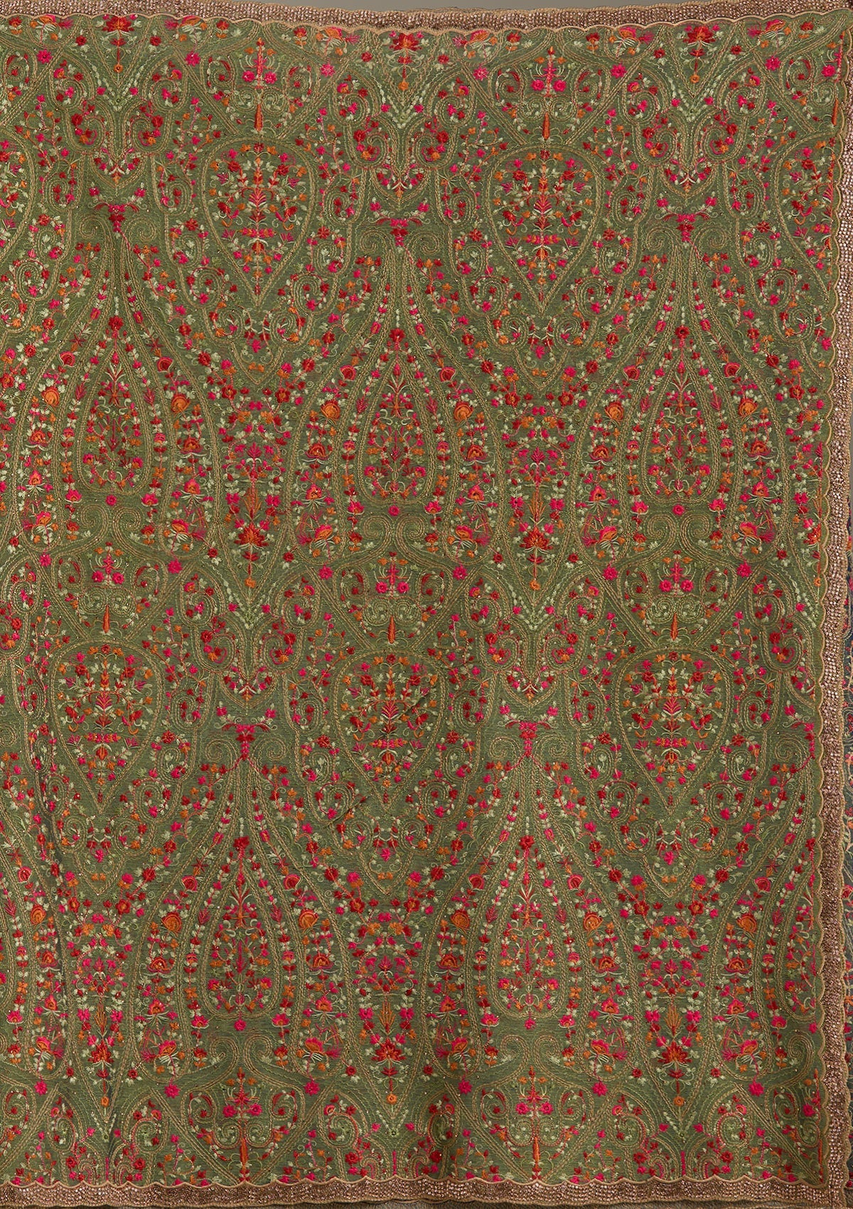 Green Kashmiri Tissue Saree