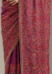 Wine Kashmiri Tissue Saree