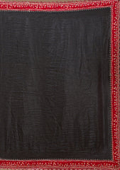 Black Printed Satin Saree