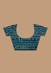 Sea Green Printed Satin Saree