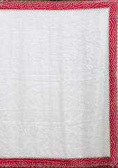 White Printed Satin Saree