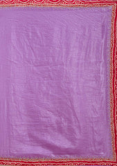 Lavender Printed Satin Saree