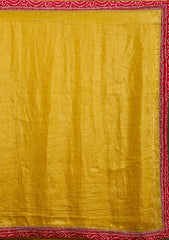 Mustard Printed Satin Saree