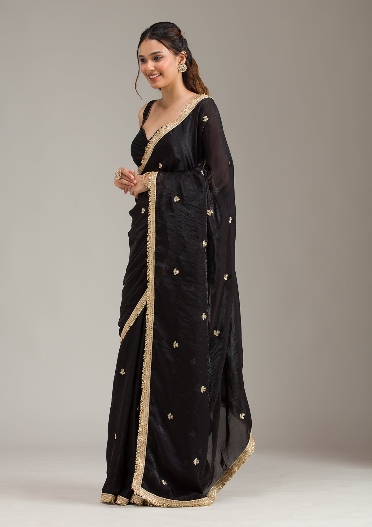Black Stonework (Gold) Georgette Saree