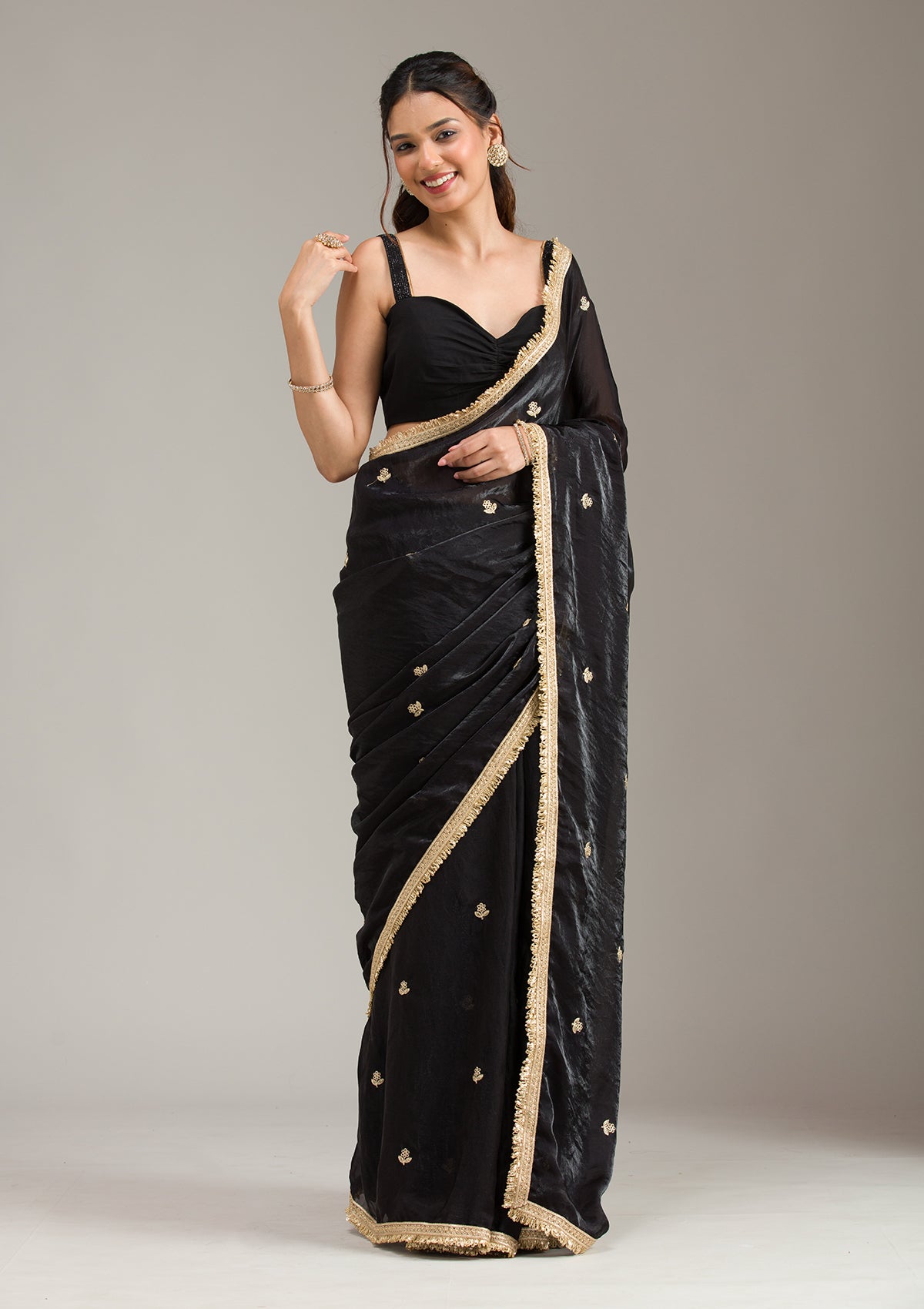 Black Stonework (Gold) Georgette Saree