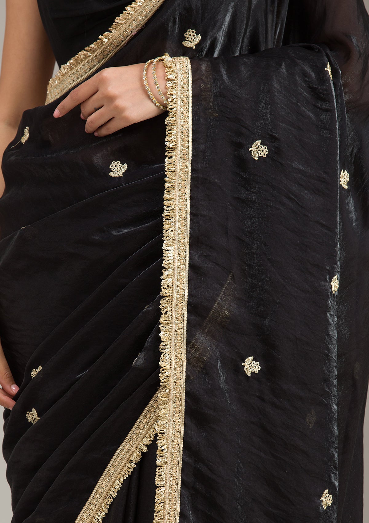 Black Stonework (Gold) Georgette Saree