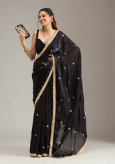 Black Stonework (Gold) Georgette Saree