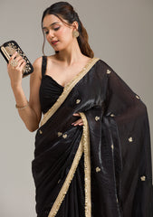 Black Stonework (Gold) Georgette Saree