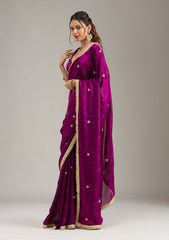 Wine Stonework (Gold) Tissue Saree