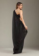 Black Threadwork Tissue Saree