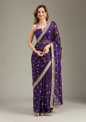 Purple Zariwork (Gold) Tissue Saree