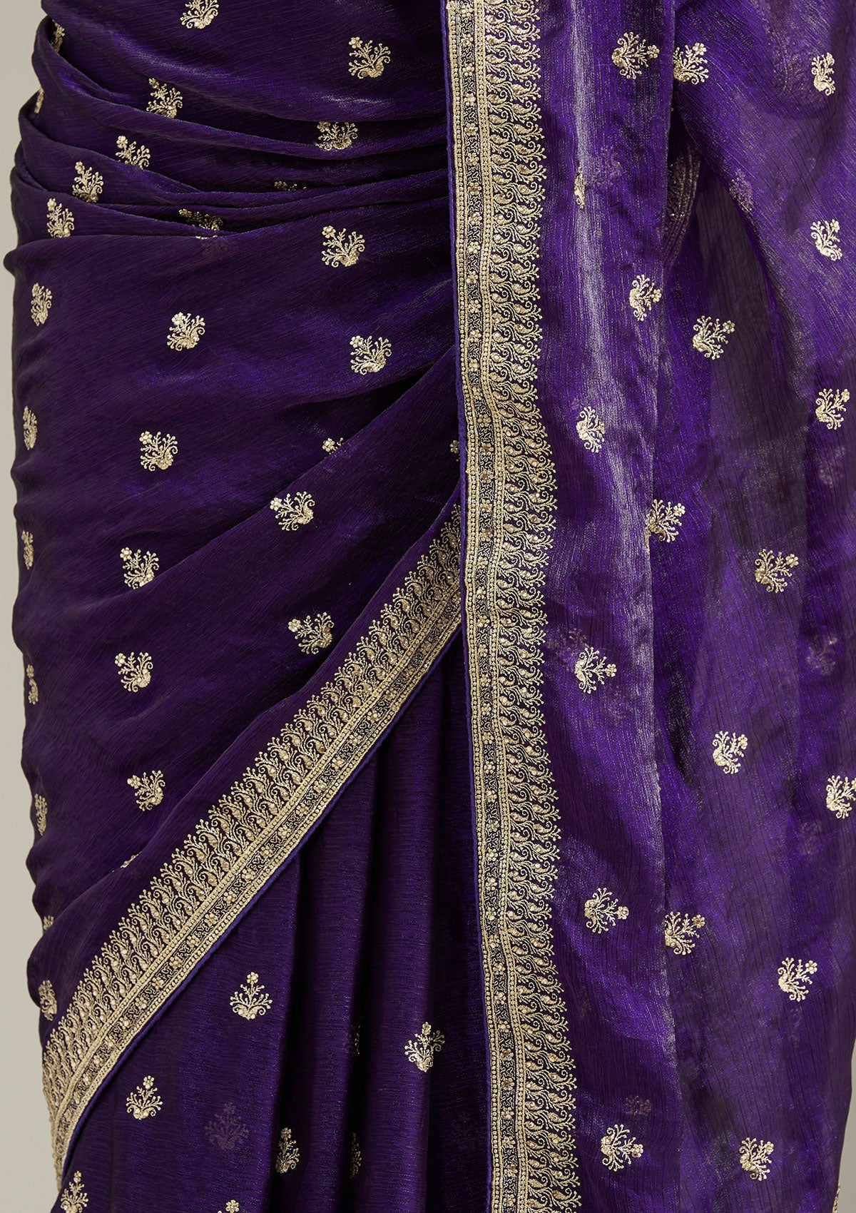 Purple Zariwork (Gold) Tissue Saree