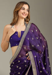 Purple Zariwork (Gold) Tissue Saree
