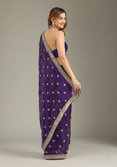 Purple Zariwork (Gold) Tissue Saree
