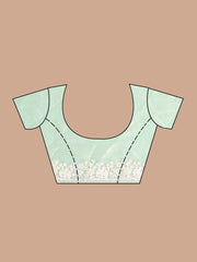 Sea Green Pearlwork Tissue Saree