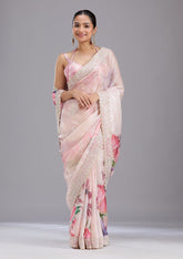 Baby Pink Sequins Tissue Saree