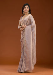 Grey Sequins Organza Saree