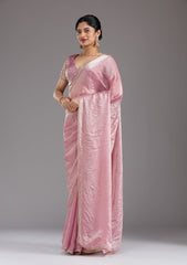 Onion Pink Sequins Organza Saree