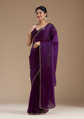 Purple Sequins Tissue Saree