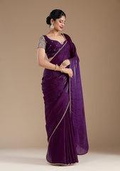 Purple Sequins Tissue Saree