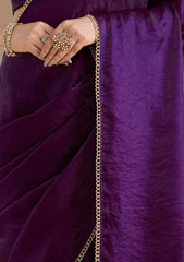 Purple Sequins Tissue Saree