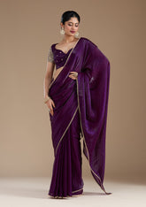 Purple Sequins Tissue Saree