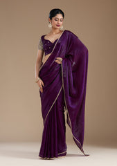 Purple Sequins Tissue Saree
