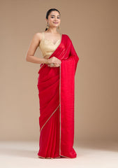 Red Sequins Tissue Saree