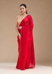 Red Sequins Tissue Saree