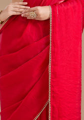 Red Sequins Tissue Saree
