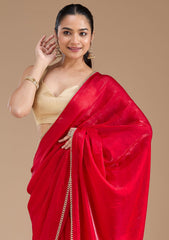 Red Sequins Tissue Saree